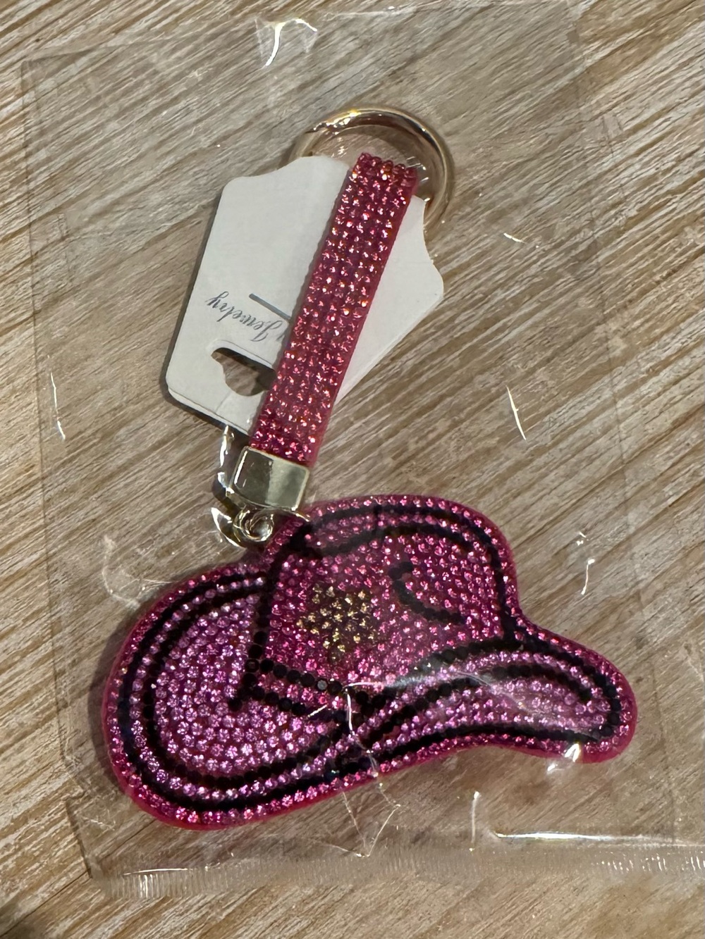 Sparkling Pink Cowboy Hat Keychain or Bag Charm